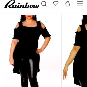 Smocked Cold Shoulder High Low Hem Peplum Top